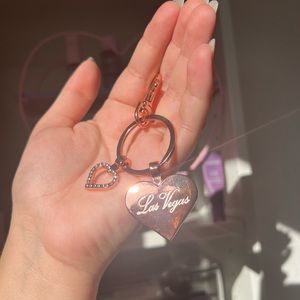 Las Vegas Rose Gold Heart Bag Charm Keychain